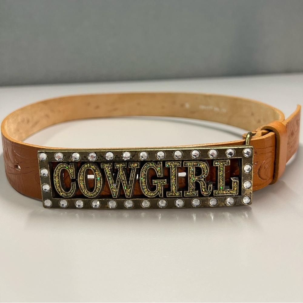 Western Cowgirl Tooled Leather Belt Size Small